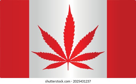 weed marijuana canada flag symbol flat vector with gradient color