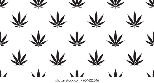 Weed Marijuana Cannabis Leaf Vector Seamless Pattern Wallpaper Background