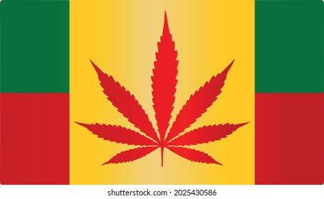 Unkraut-Marihuana-Flaggensymbol mit flacher Vektorgrafik mit Farbverlauf-Farbe