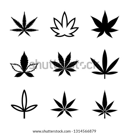 Weed, Marijuana, and Pot Leave Line and Solid Icons Set