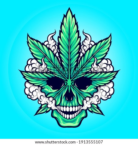 weed marijuana skull illustration vector