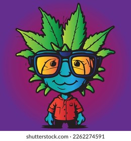 weed mascot abstract colorful  character 