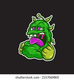 weed nug monster character vector illustration