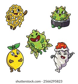 weed nugs vector character fun happy cartoon logo