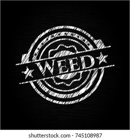 Weed on chalkboard