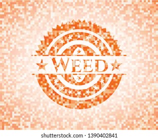Weed orange mosaic emblem with background