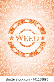 Weed orange mosaic emblem with background