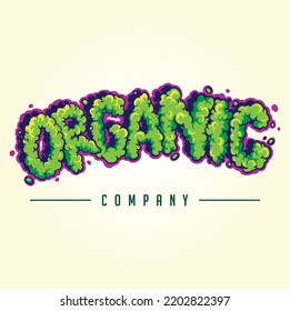 Weed organic smoke effect words lettering illustration vector illustrations for your work logo, merchandise t-shirt, stickers and label designs, poster, greeting cards advertising business company