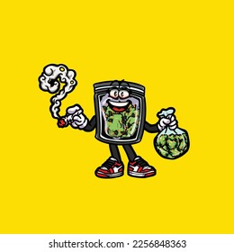 empaquetado de malezas vector tabaquismo conjunto retención de maleza nug caricatura