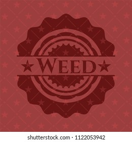 Weed retro style red emblem