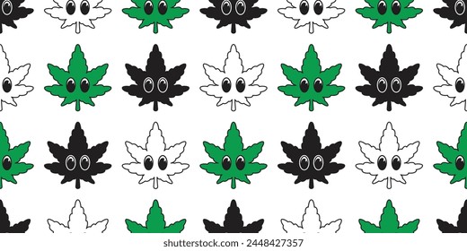 ilustración de dibujos animados de marihuana de cara sin patrón de hierba