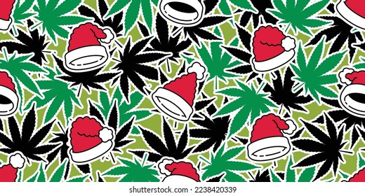 Unkraut nahtlose Muster Weihnachtsmütze Cartoon-Illustration 