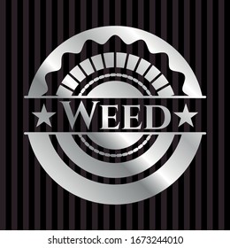 Weed silver emblem. Vector Illustration. Mosaic.