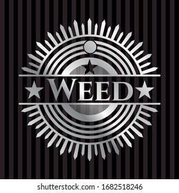 Weed silver emblem. Vector Illustration. Mosaic.