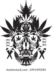 Vector blanco y negro de Weed Skull