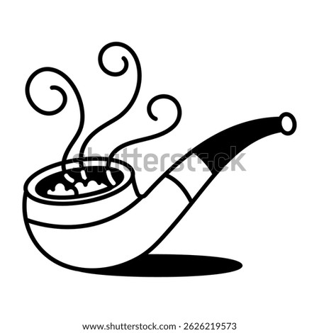 Weed smoking pipe icon in hand drawn style 