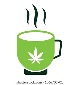 Weed Tea Concept, Marijuana drinking cup vector icon design
