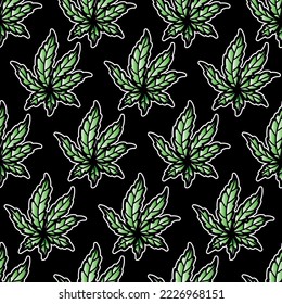Weed Traditional Tattoo Vector Pattern Illustration