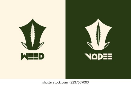 Logo-Design von Weed und Vape.
