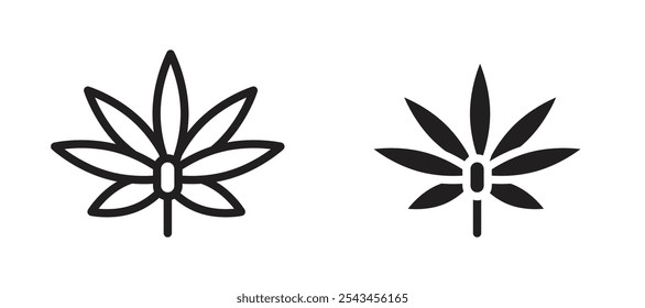 Weed vector icon set in black.