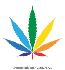 Weed Vector Marijuana Icon Rainbow Lgbt Pride Month Cannabis Leaf Logo Symbol Cartoon Character Doodle Illustration Design Clip Art