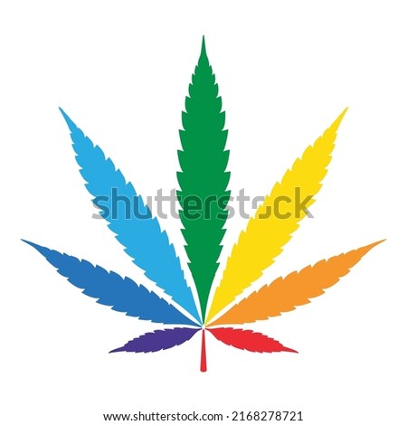 Weed vector Marijuana icon rainbow lgbt pride month cannabis leaf logo symbol cartoon character doodle illustration design clip art