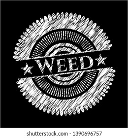 Weed written on a blackboard. Vector Illustration. Detailed.