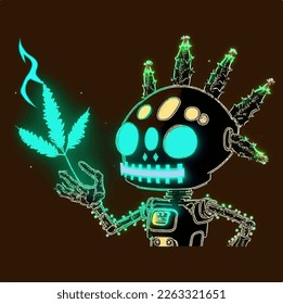 Logo de Weedbot estilo sintetizador de los años 80 07