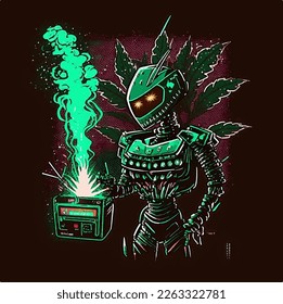 Logo de Weedbot estilo sintetizador de los años 80 05