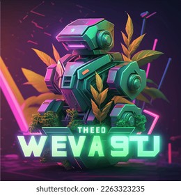 Logo de Weedbot estilo sintetizador de los años 80 03