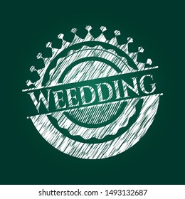 Weedding chalkboard emblem. Vector Illustration. Detailed.