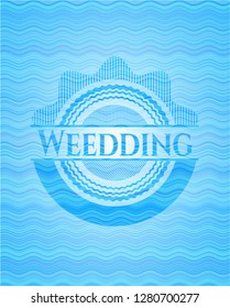 Weedding water wave concept style emblem.