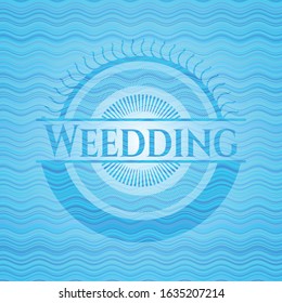 Weedding water wave representation style emblem. Vector Illustration. Detailed.