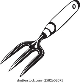 Weeder Rustic Tool for Gardening, Silhouette vector art illustration with a white background