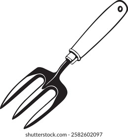 Weeder Rustic Tool for Gardening, Silhouette vector art illustration with a white background