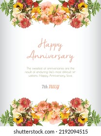 Weeding And Aniversary Invitation Card With Abstract Floral Background. Watercolor Design Invitation Card