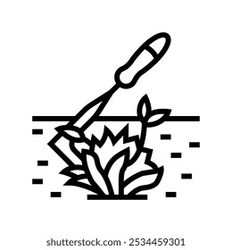 weeding garden maintenance line icon vector. weeding garden maintenance sign. isolated contour symbol black illustration