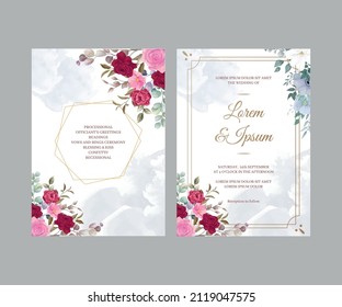 Weeding Invitation Card Beautiful Luxury With Rose And Flower Design Template