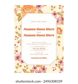 Weeding Invitation Card Beautiful Luxury With Rose And Flower Design Template