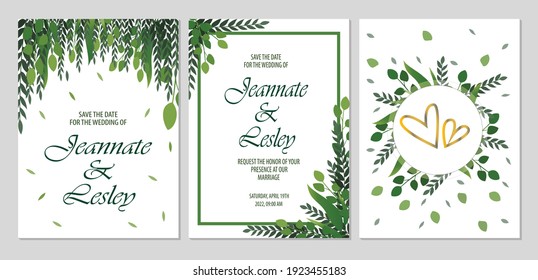 Weeding Invitation Elegant Tropical Green Floral