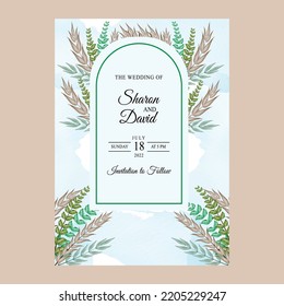 Weeding Invitation Templet Set With Flowers  Glitter Decoration For Save The Date