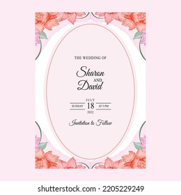 Weeding Invitation Templet Set With Flowers  Glitter Decoration For Save The Date