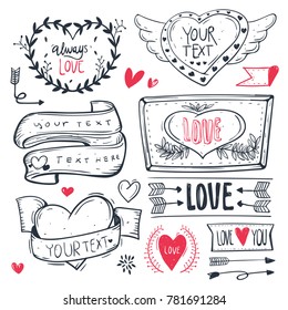 Weeding , Love , Romantic element hand drawn.