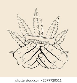 weeding on hands line art illustration