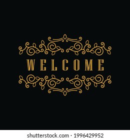 weeding ornament gold and black frame vector image