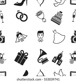 Weeding pattern icons in black style. Big collection of wedding vector symbol stock illustration