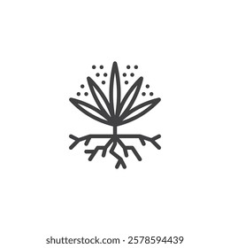 Weeds line icon. linear style sign for mobile concept and web design. A cluster of weeds with roots outline vector icon. Symbol, logo illustration. Vector graphics