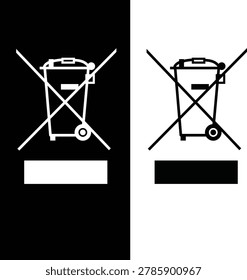 WEEE Crossed Wheelie Bin Bar Electronic Waste Disposal Symbol Black White