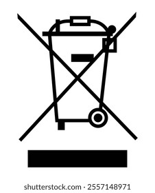 WEEE European label indicating that the electronic product should be recycled. Trashcan recycle icon. Do not litter. Bin mark. Do not throw in trash.  