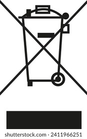 Weee Label sign | Waste Electrical and Electronic Equipment recycling sign  Wheelie Bin with Bar Symbol, symbol Bin 